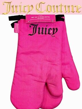 Juicy Couture Home Set Of 2 Script Logo Oven Mitts